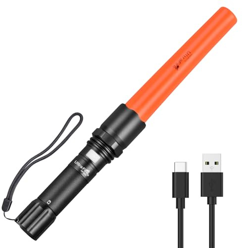 ULTRAFIRE Linterna LED recargable de 619 lúmenes, barra de señal para control de tráfico, 3 modos con modo intermitente rojo para estacionamiento, aeropuerto, bomberos, asistencia en carretera, UF-805