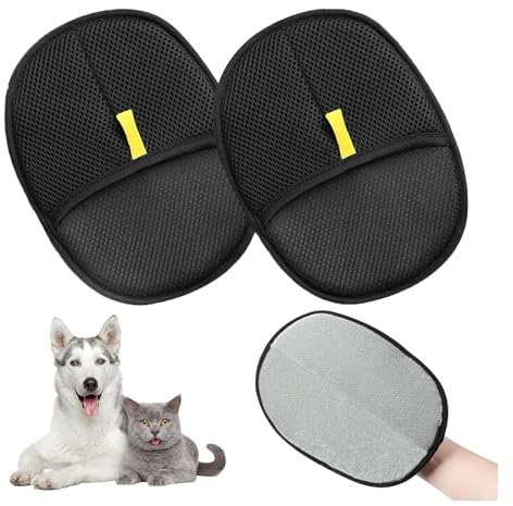 WuzhiEu 2 Stück Pet Hair Remover Glove, Handschuhe zur statischen Entfernung von Tierhaaren, 24x17cm Double Sided Grooming Glove, Wiederverwendbare Fellpflegehandschuhe für Haustiere