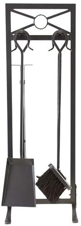 Juego de herramientas para chimenea, 5 piezas de hierro forjado con soporte para uso en interiores y exteriores