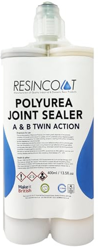 Resincoat Polyurea Joint Sealer, Twin Cartridge Crack Sealant, Ideal for Movement and Expansion Joints in Concrete Floors, Concrete Repair Filler, Interior/Exterior Use, Mid Grey, 400ml