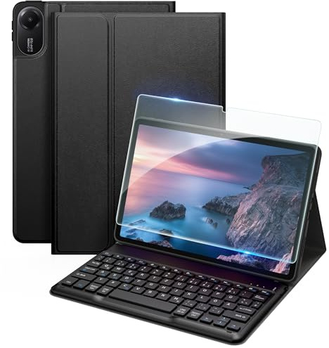 EasyAcc Tastatur Hülle Kompatibel mit Xiaomi Redmi Pad 2 11 Zoll | Hülle mit Stifthalter Und Schutzfolie, QWERTZ Tastatur Magnetische Kabellose Bluetooth Abnehmbare, Schwarz