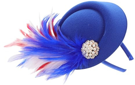 NIYANGLE Fascinator Hut Haarreif mit Federn und Perlen Französischer Vintage Stil Kleiner Filzhut in Blau Leicht und Farbbeständig für Hochzeiten und Festliche Anlässe