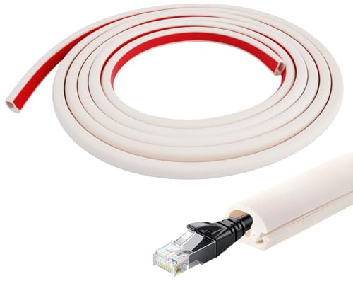 3 Meter Canalina Passacavi Adesiva, Canali a Cavo Semicircolare, Passacavo In Pvc Morbido Canaline Fili Elettrici, Canaline Passacavi da Muro, per la Gestione dei Cavi a Muro, a Terra e in Ufficio