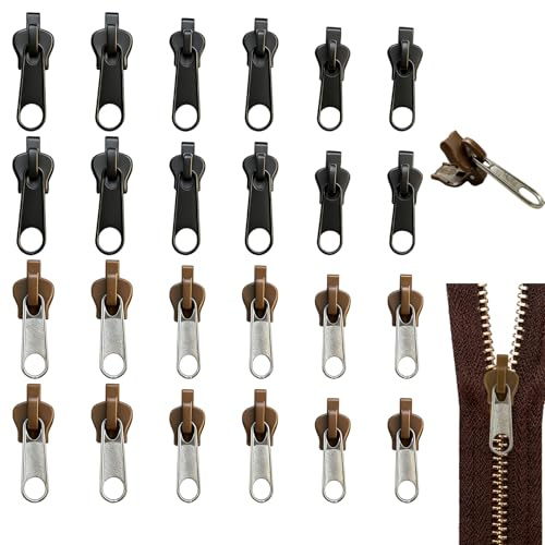 XILEPINGAN Reißverschluss Zipper,24 Stück Reissverschluss Zipper Ersatz,Abnehmbare Zipper Pull Fixer Reparatur Set für Universal,Kleidung,Bettzug, Gepäck