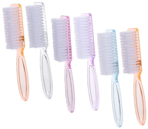 Vaguelly Set 6 Pezzi Spazzole per Unghie Manico in Plastica e Nailon, Leggere e Facili da Impugnare per Manicure e Pulizia di Unghie e Piedi Colore Casuale