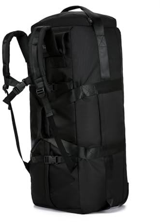 Zoeyilan Sac à bouffée roulante avec Roues, Sac de materaignant Pliable, Grand swuff de Voyage, Robuste Lourd, avec Bretelles, Utilisation comme Sac à Main à Bagages ou Sac à Dos, Les (Noir)