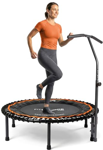 MXL FIT Bounce PRO Bungee Fitness-Trampolin mit Haltegriff für Erwachsene, leises Indoor Mini-Trampolin, gelenkschonender Sprung, klappbar, gefederte Beine, 102 cm, bis 181 kg