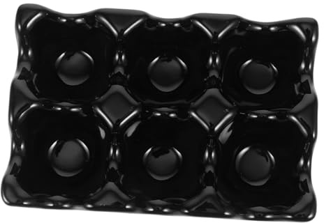 Porta Uova in Ceramica Nero per 6 Uova, Vassoio Creativo | Contenitore Riutilizzabile, Finitura Contemporanea ed Elegante, Adatto a Uova Sode e Mini Antipasti