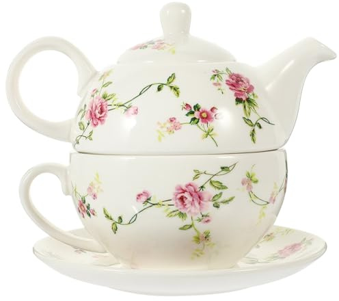 Homoyoyo Tè in Ceramica Resistente al Calore con Teiera Piccola e Tazza Kit per Degustazione Tè Pomeridiano Design Vintage per Relax e Regali