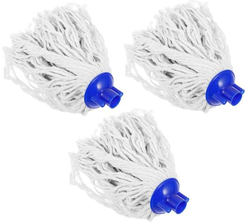 MOTHNUR 3 pièces Tête de Rechange pour Balai à Franges Serpillères Rondes à Visser Accessoires de Vadrouille pour Nettoyage Sol Absorbantes et Lavables pour Usage Domestique