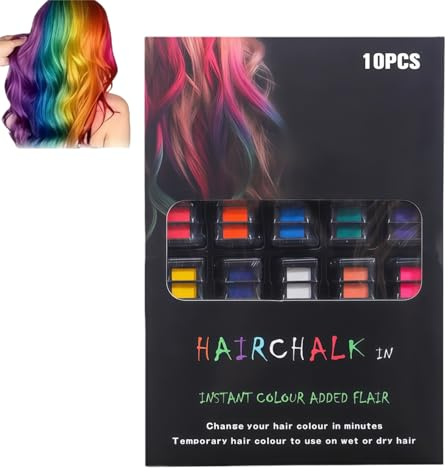 10PCS Hair Chalk Comb Set,Temporary Bright Hair Color,Washable Hair Chalk for Girl,Easy Washable Hair Dye,Colourful Marker Gift for Adult for Halloween Christmas Birthday Party Cosplay,Ha/ir Cha/lk