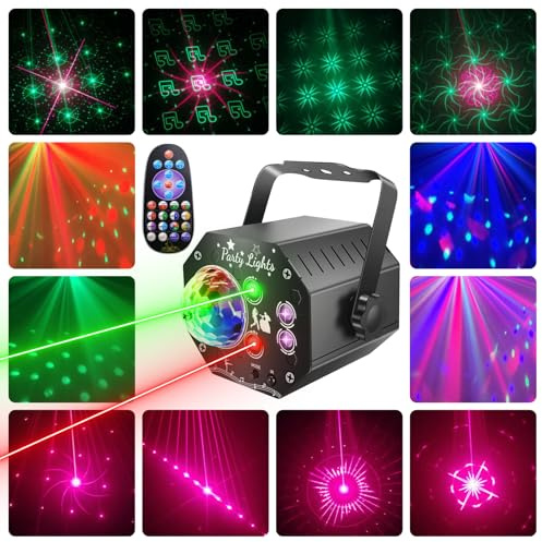 Tomshine Mini 3-i-1 discoljusspel med svart UV-ljus, roterande RGB magisk boll och 72 mönster, DJ-ljus stroboskop med fjärrkontroll för kväll, fest, födelsedag, bar