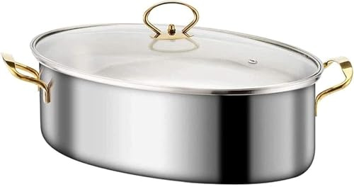 Pentola a vapore per pesce – Pentola in acciaio inox per cuocere a vapore pesce e zuppa bollente, adatta per fornelli a induzione