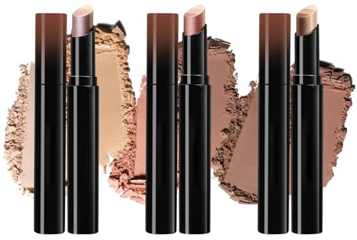 3 Stücke Lidschatten Stift Eyeshadow Stick, 3-in-1 Funktion, Creme Textur, Glitzernd und Zeitsparend, für Frauen bei Alltag und Party, Kompakt Tragbar