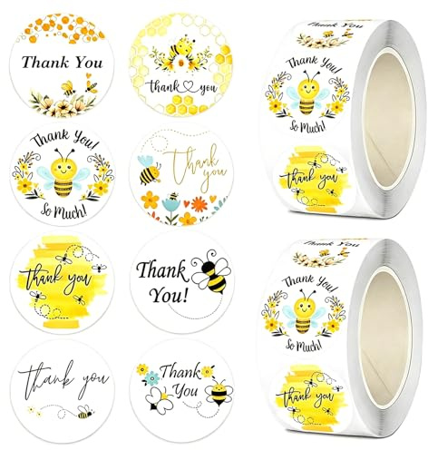 1000 etichette autoadesive impermeabili con scritta Thank You, 2,5 cm