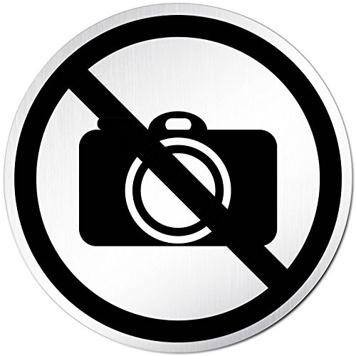 Türschilder24 XXL Türschild • Ø 100 mm rund • Schild Fotografieren verboten • aus veredeltem Aluminium Vollmaterial • geschliffene Edelstahloptik • 100% Made in Germany