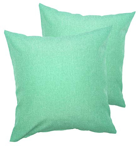 PremiumShop321 2er Pack Kissenbezug Kissenhülle Milano Wasser- und schmutzabweisende Oberfläche mit Perleffekt (Mint, 50x50 cm)