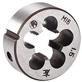 sourcing map Filière M16x1,5 Matrice ronde métrique à gauche Filetage machine 38mm Diamètre extérieur Acier allié