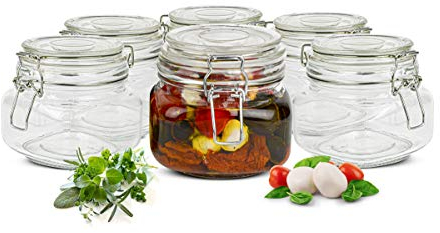 Sendez 2 vasetti in vetro per conserve da 500 ml, con chiusura a leva, 2 – 12 pezzi, rettangolari