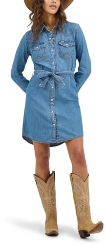 WranglerwomensRetro Long Sleeve Western Denim Snap Dress