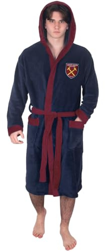 West Ham United FC Mens Dressing Gown Robe Hooded Fleece OFFICIAL Football Gift