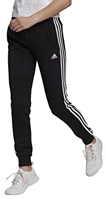 adidas Womens 3-Streifen French Terry C Pants, Black/White, S