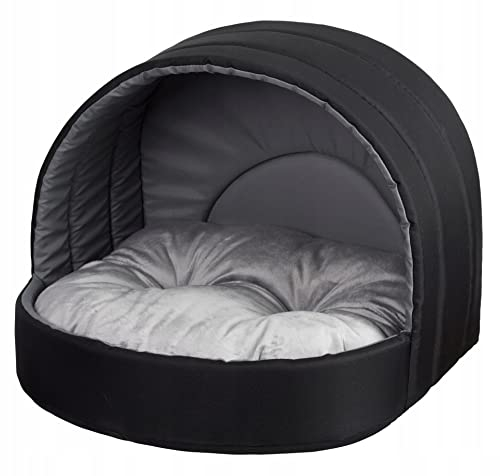 Best for Pets Hundehütte Hundebett Tierbett Katzenbett (Schwarz, 50x46 cm)