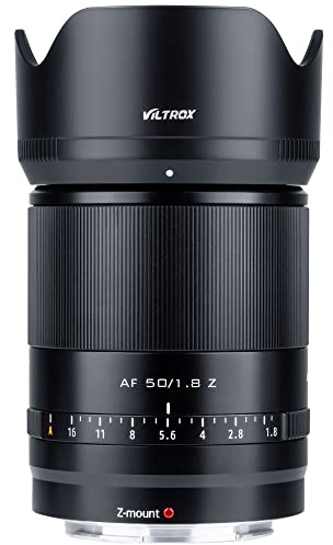 VILTROX 50 mm F1.8 Z-Mount Hauptobjektiv für Nikon Z5 Z50 Z6 Z6II Z7 Z7II ZFC (Vollformat, Autofokus), Schwarz