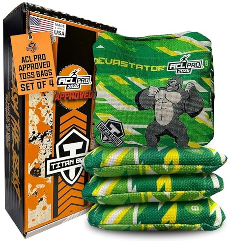 WGC Titan Bags Titan Bags Devastator Cornhole 15, ACL PRO Genehmigte Sitzsäcke Für Turniere Langlebig, Professionelle Qualität, Ideal Indoor/outdoor Wurfspiele (4 Stück), 2 X Cm