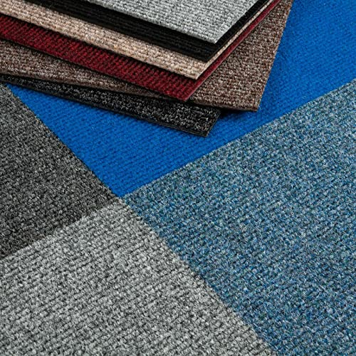 Schatex Filzfliesen in blau selbstliegend Nadelfilz Teppichfliesen 50x50 selbstliegende Nadelvlies Teppichbodenfliesen für Gewerbe und Büro, 1m² = 4 Fliesen