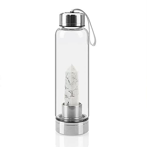 SAHKGYE Bottiglia d'Acqua in Cristallo Obelisco Curativo con di Cristallo Naturale Bottiglia d'Acqua per Elisir di Bacchetta Magica Bottiglia d'Acqua Infusa di Pietre Preziose di Quarzo