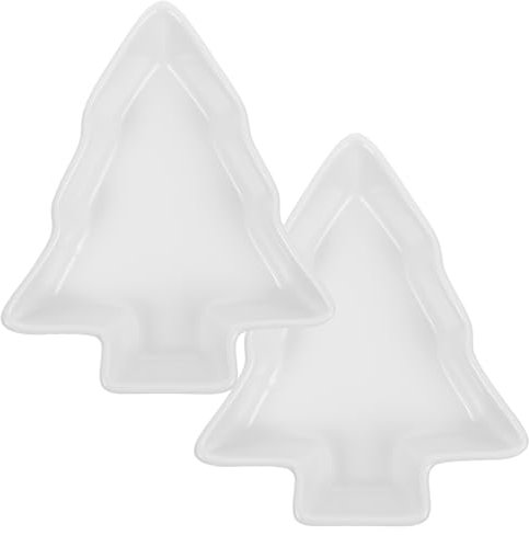 Operitacx 2Stück Weihnachtlicher Porzellan Gericht Mit Soße Vorspeise Obst Süßigkeiten Tablett Snacktablett Weihnachtliches Süßigkeitenschale Weihnachtsbaum-Snack-Platte Keramik Mini Würze Weiß