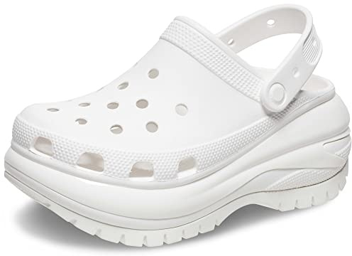 Crocs Zuecos clásicos Mega Crush Unisex | Zapatos de Plataforma, White, 4 UK