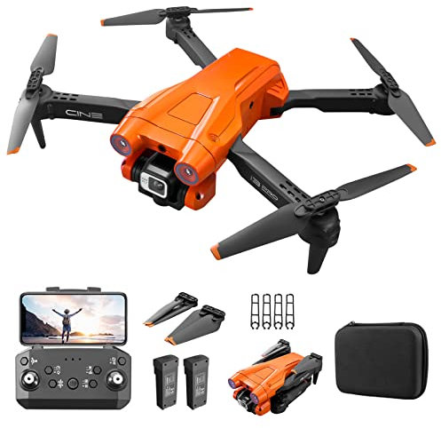 Drone avec double caméra 4K HD pour enfants et adultes – Drones quadrirotor RC avec éviter les obstacles intelligents, tenue d'altitude, jouets cadeaux pour garçons et filles débutants (orange)