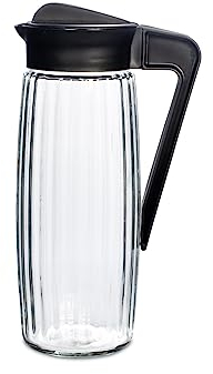 Royal Norfolk Brocca in Vetro Trasparente con Tappo in Plastica Colorato, 1600cc, 29cm