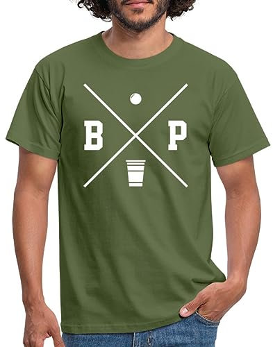 Spreadshirt Bierpong Logo Geschenkidee Männer T-Shirt, 4XL, Militärgrün