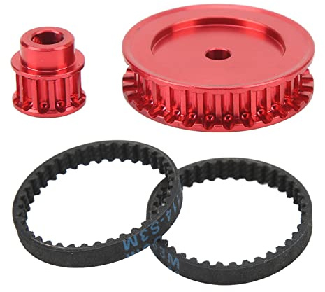 Alomejor Riemenantrieb-Getriebesystem, Realistisches RC-Riemenantriebsrad 12T 30T, Verschleißfester Ersatz für RC-Crawler-Car-Upgrade-DIY-Teile (Rot)
