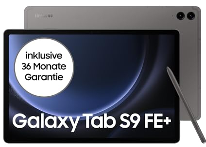 Samsung Galaxy Tab S9 FE+ Android-Tablet, 31,5 cm / 12,4 Zoll Display, 256 GB Speicher, Mit Stift (S Pen), Lange Akkulaufzeit, WiFi, Grau, Inkl. 36 Monate Herstellergarantie