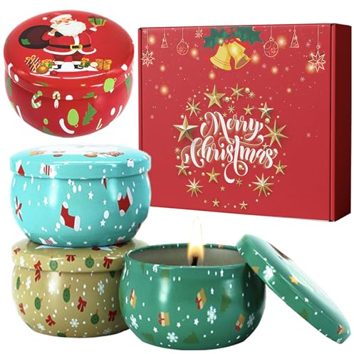 Coffret Bougie Noël 4Pcs, 5,65 OZ Bougies Parfumées Cadeau Yoga Femme, Lot Design pour Décoration Maison