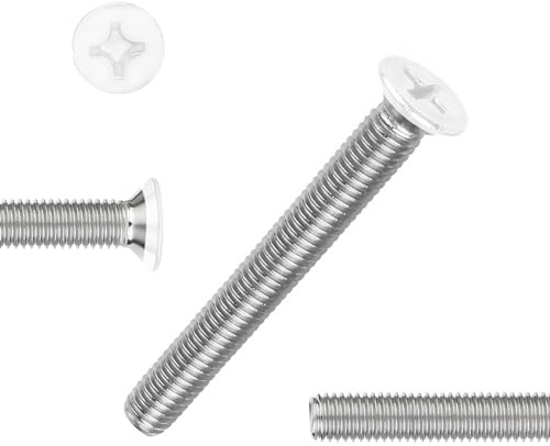 QISHENG 100 PCS White Head #6-32X1 Stainless Steel Phillips Flat Head Machine Screws,DIY,Repair,Install Furniture and Electrical Appliances Screws,Stainless Steel 18-8 A2(304) Screw