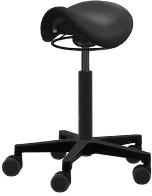 Rollbursche ergonomischer Rollhocker höhenverstellbar komplett schwarz (Sitzhöhe mittel: verstellbar von 54,5 cm - 73 cm) Made in Germany Sattelhocker Tattoo Bürohocker Praxishocker Salonhocker