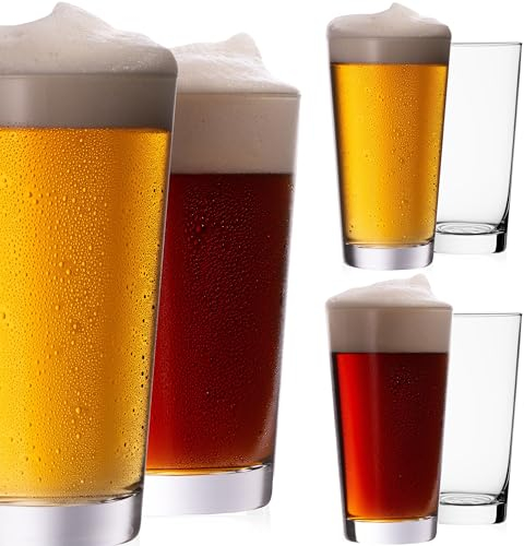 PLATINUX Juego de vasos de cerveza de 500 ml (máx. 600 ml), 6 piezas, vasos de cerveza vieja, 0,5 L, aptos para lavavajillas