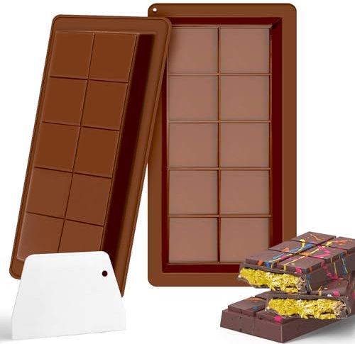 2 Piezas Molde Chocolate Silicona Moulds De Chocolate Antiadherentes Reutilizables Diy Moldes De Grandes En Forma Profundos Silicona Barra De Dulces,Cubitos Hielo,Gofres