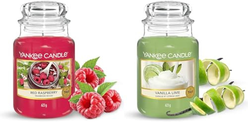 Yankee Candle Duftkerze im Glas (groß) | Red Raspberry | Brenndauer bis zu 150 Stunden & Duftkerze im Glas| Vanilla Lime | Brenndauer bis zu 150 Stunden| Große Kerze im Glas