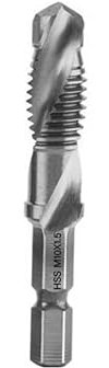 1PC Tap Drill Bit Hex Shank HSS Threaded Bit Screw Machine Compound Tap Hss Taps Countersink Deburr M3 M4 M5 M6 M8 M10 Hand Tool(M10)