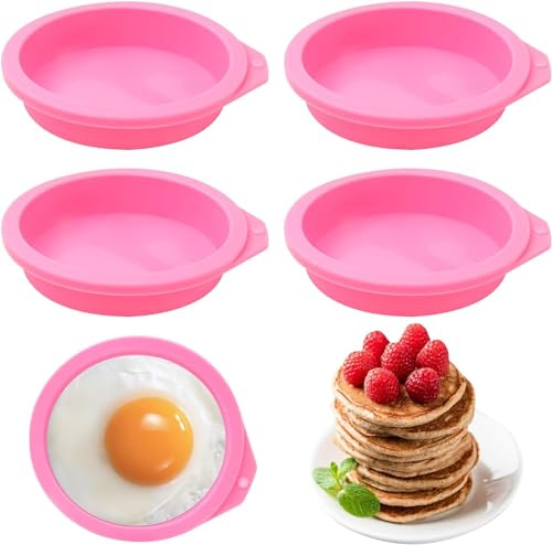 KIBBEH Silicone Air Fryer Egg Molds, Non-Stick | 4-pack, for muffins/toasts/bites, dishwasher safe, easy to release, reusable, versatile kitchen accessory