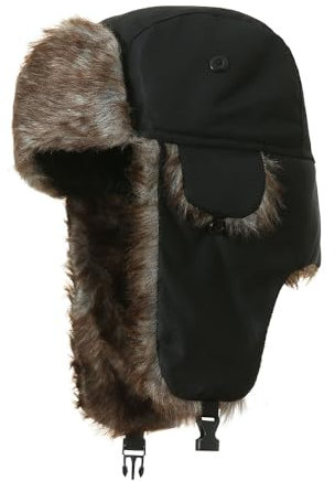 DoHTeck Winter-Jagdmütze, warm, Winddicht und wasserdicht, mit Ohrenklappen aus Kunstpelz, Fliegermütze für Damen und Herren
