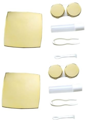 FRCOLOR 2st Objektivbehälter Tragbarer Linsenbehälter Kontaktlinsenbehälter-kit Kontaktlinsenhalter Mini-kontakthalter Tragbarer Kontaktbehälter Behälter Für Kontaktlinsen Golden