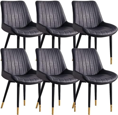 Set mit 6 modernen schwarzen PU-Leder-Esszimmerstühlen, ideal für Küche, Theke, Lounge, Wohnzimmer, Empfang, stilvolle und bequeme Sitzlösung für jeden Raum.
