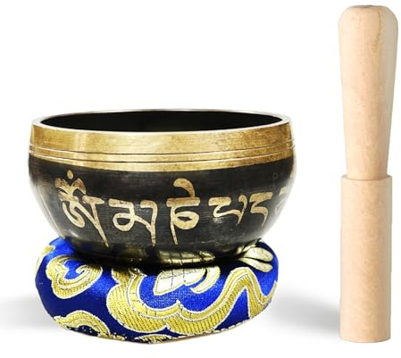 REGIS Tibetische Klangschale Set, 3 Zoll Kupferlegierung Meditationsschale, Klangschale für Yoga, Meditation und Entspannung, Zen-Dekor mit Schlägel und Kissen